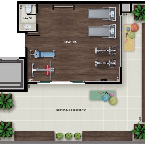 Planta - Fitness com terraço