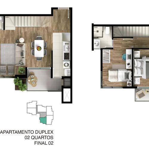 Planta apartamento duplex 02 quartos - final 02