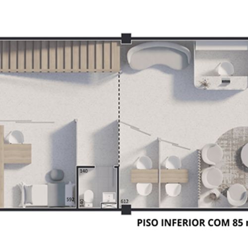 DUPLEX MEZANINO 13 - Paraça Barigui 151,41 m² (SPA Andar Inferior)